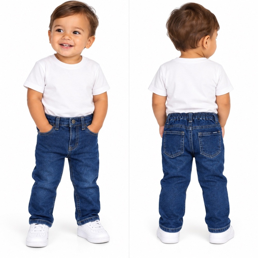 Nautica Toddler Boys Dark Wash Denim Jeans Size 24M Straight Leg Stretch Elastic